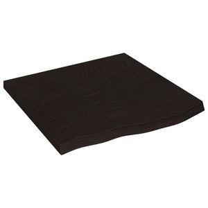 vidaXL Bordsskiva m&ouml;rkbrun 60x60x(2-4) cm behandlad massiv ek