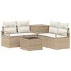 vidaXL Soffset 6 st Beige och kr&auml;mvit Poly Rattan och st&aring;l