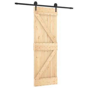 vidaXL Skjutd&ouml;rr Naturlig och svart 70 x 210 cm Massiv furutr&auml;d&ouml;rr