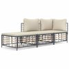 vidaXL Loungegrupp 3 delar med dynor antracit konstrotting