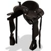 vidaXL Westernsadel tr&auml;ns&halsband &auml;kta l&auml;der 16" svart