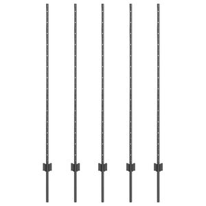 vidaXL Inb&auml;ddad staketpost 5 st Gr&aring; 180 cm Pulverlackerat st&aring;l