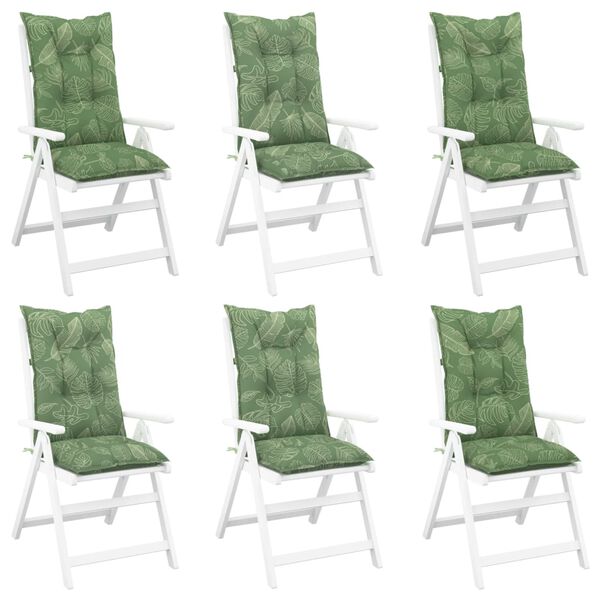 vidaXL Stolsdynor 6 st bladm&ouml;nster 120x50x7 cm tyg