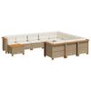 vidaXL Loungegrupp f&ouml;r tr&auml;dg&aring;rden m. dynor 11 delar beige konstrotting