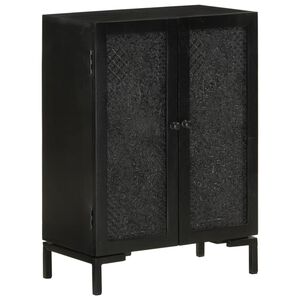 vidaXL Sk&auml;nk svart 55x30x77 cm massivt mangotr&auml; och j&auml;rn