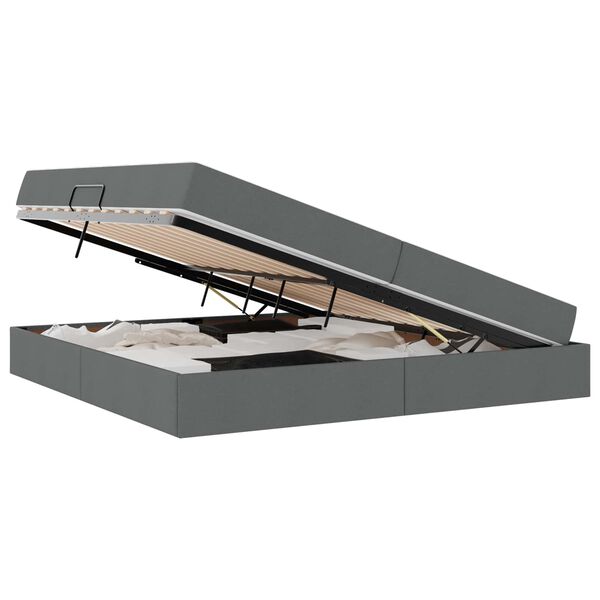 vidaXL F&ouml;rvaringss&auml;ng med madrass M&ouml;rkgr&aring; 200 x 200 cm Polyester