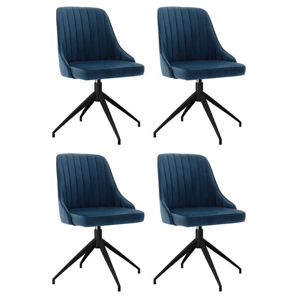 vidaXL Matstolar 4 st bl&aring; sammet