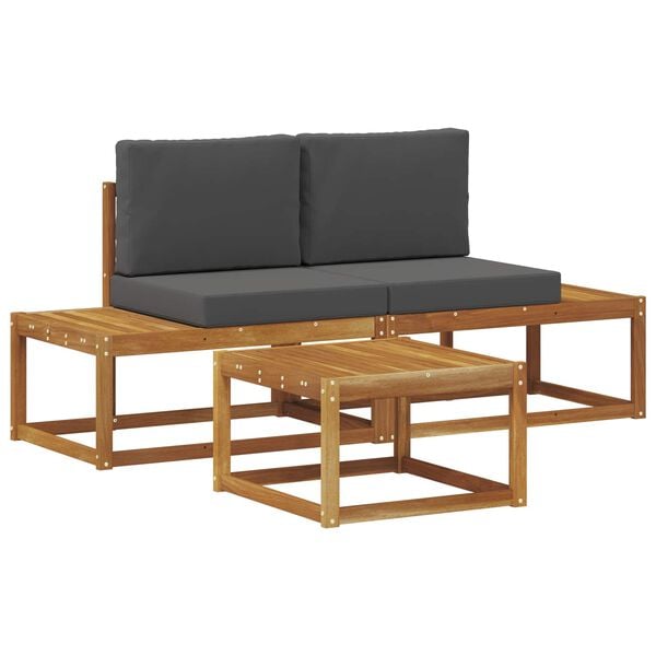 vidaXL Utomhussoffset 3 pcs Naturf&auml;rg Massivt akaciatr&auml; och polyester