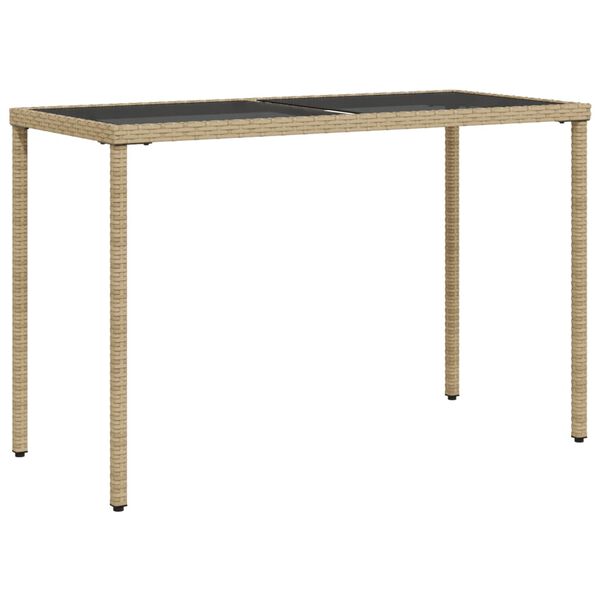 vidaXL Trädgårdsbord med glasskiva beige 115x54x74 cm konstrotting