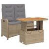 vidaXL Matgrupp f&ouml;r tr&auml;dg&aring;rden med dynor 2 delar beige konstrotting