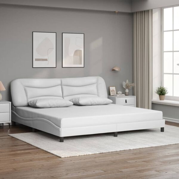 vidaXL Bed Frame with LED without Mattress "Hvar" White 200x200 cm