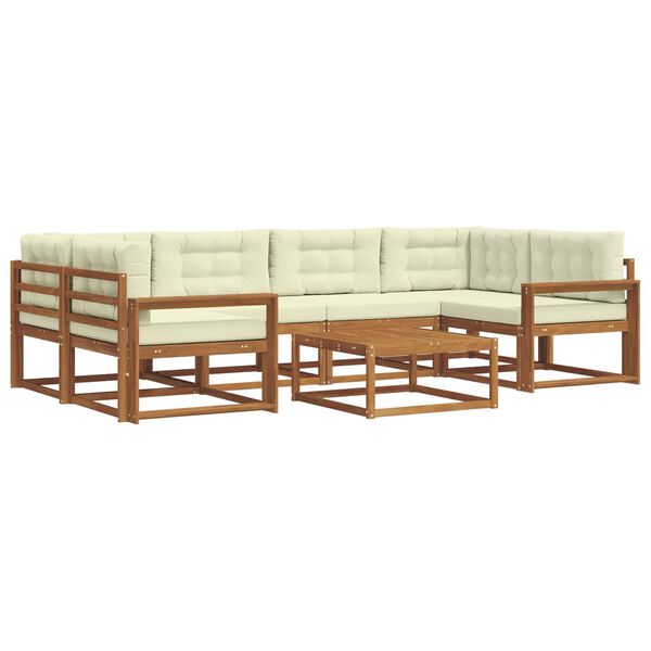 vidaXL Utomhussoffset med kudde 7 pcs Naturlig och Gr&auml;dde