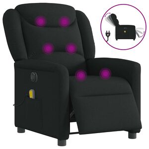vidaXL Elektrisk massagef&aring;t&ouml;lj med uppresningshj&auml;lp svart tyg