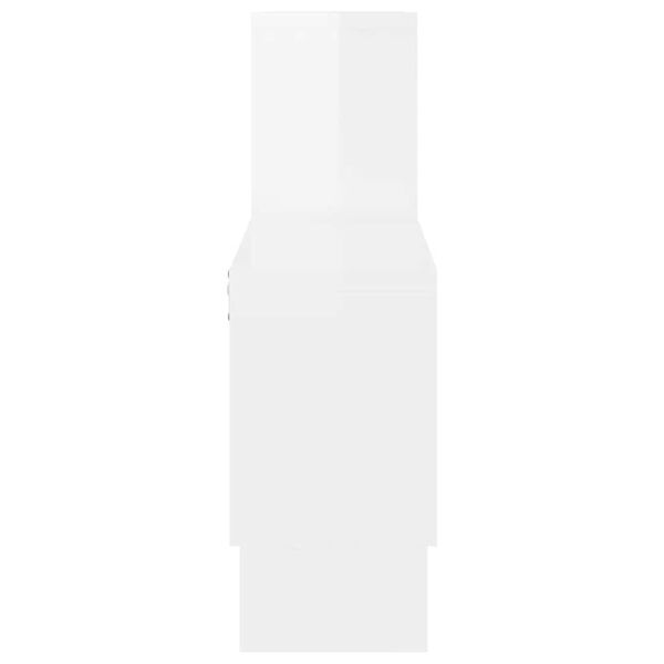 vidaXL Bilformad vägghylla vit högglans 82x15x51 cm konstruerat trä