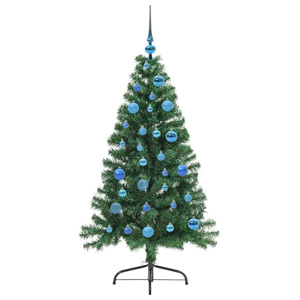 vidaXL Konstgjord F&ouml;rbelyst Julgran med 150 LED-lampor Gr&ouml;n 150 cm PVC