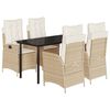 vidaXL Matgrupp f&ouml;r tr&auml;dg&aring;rden med dynor 5 delar beige konstrotting