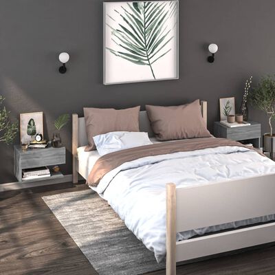 vidaXL Väggmonterade sängbord 2 st grå sonoma