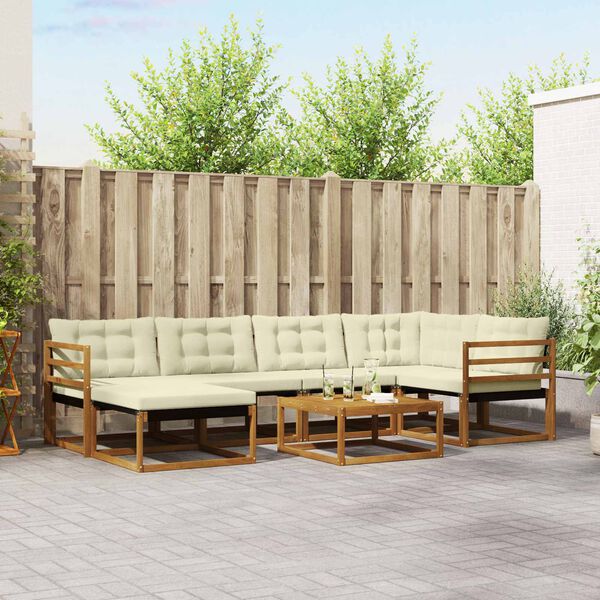 vidaXL Utomhussoffset 19 pcs Naturlig och Gr&auml;dde Massivt Akaciatr&auml;