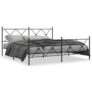 vidaXL S&auml;ngram med huvudgavel och fotgavel svart metall 183x213 cm