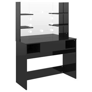 vidaXL Sminkbord med LED-belysning 100x40x135 cm MDF svart gl&auml;nsande
