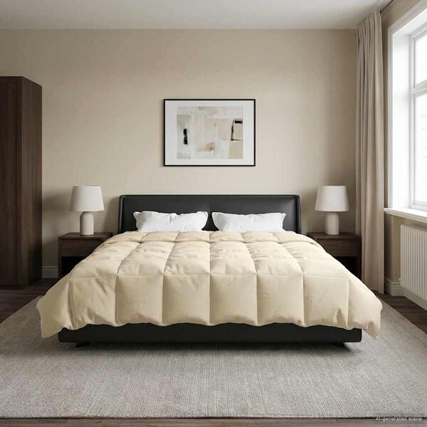 vidaXL Vinter T&auml;cke Quiltad Kr&auml;m 220 x 240 cm Mikrofiber