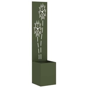 vidaXL Tr&auml;dg&aring;rds integritetssk&auml;rm Olivgr&ouml;n 32 x 150 cm Kallvalsat st&aring;l