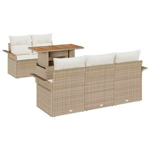 vidaXL Tr&auml;dg&aring;rdsoffset med lagring 6 pcs Beige Poly rattan