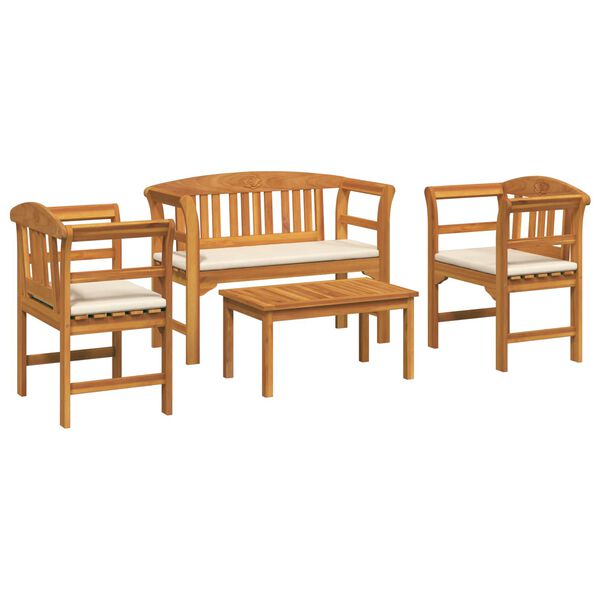vidaXL Tr&auml;dg&aring;rdsros loungeset 4 pcs Naturf&auml;rg Massivt Akaciatr&auml;