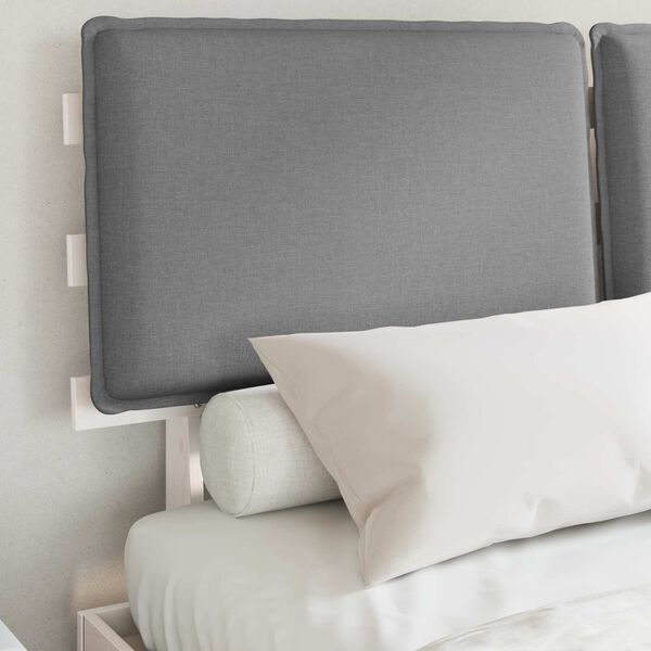 vidaXL S&auml;ngram med Kl&auml;dd Huvudgavel Ljusgr&aring; 140 x 200 cm Massiv furu