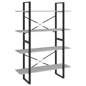 vidaXL Bokhylla 4 hyllplan betonggr&aring; 100x30x140 cm konstruerat tr&auml;