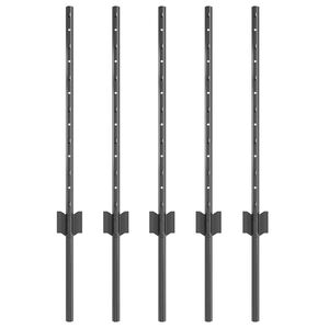 vidaXL Inb&auml;ddad staketpost 5 st Gr&aring; 100 cm Pulverlackerat st&aring;l