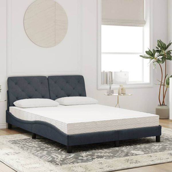 vidaXL Bed with Mattress Dark Grey 140x190 cm Velvet