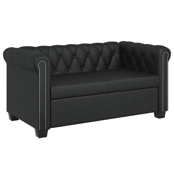 vidaXL Chesterfield 2-sits och 3-sits konstläder svart