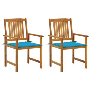 vidaXL Tr&auml;dg&aring;rdsstolar med dynor 2 st massivt akaciatr&auml;