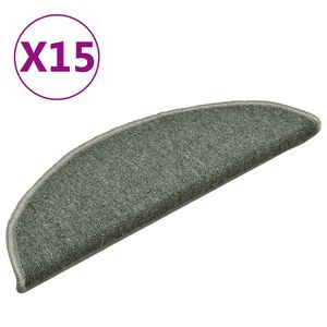 vidaXL Trappmattor 15 st 56x17x3 cm m&ouml;rkgr&ouml;na halvrunda