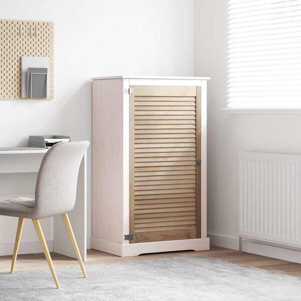 vidaXL Sk&aring;pd&ouml;rr med d&ouml;rr Naturf&auml;rg 110 x 2,1 x 59,5 cm Massiv furu