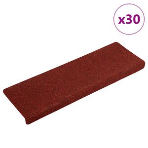 vidaXL Trappmattor sj&auml;lvh&auml;ftande 30 st 65x21x4 cm bordeauxr&ouml;d rektangul&auml;r kant