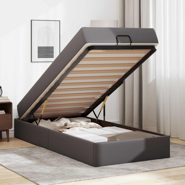 vidaXL S&auml;ngram med madrass med madrass 2 pcs Gr&aring; PVC