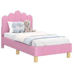 vidaXL S&auml;ngram f&ouml;r sm&aring;barn med huvudgavel Rosa 70 x 140 cm Tyg