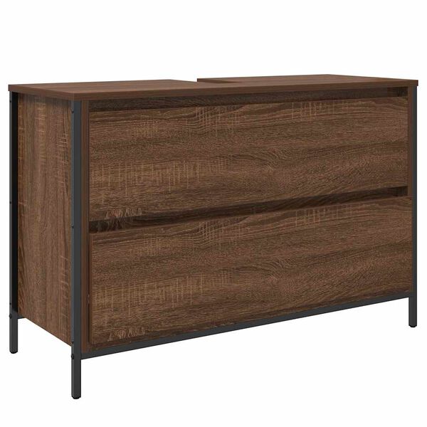 vidaXL Tvättställsskåp med lådor brun ek 90x34,5x60 cm