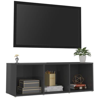 vidaXL TV-bänk grå högglans 107x35x37 cm konstruerat trä