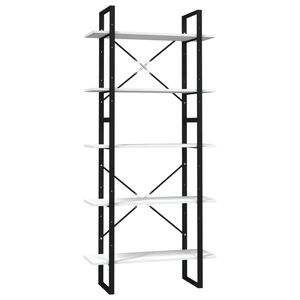 vidaXL Bokhylla 5 hyllplan vit 80x30x175 cm massiv furu