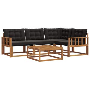 vidaXL Utomhussoffset med kudde 5 pcs Naturlig och svart
