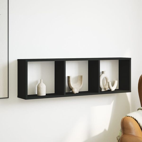 vidaXL V&auml;ggsk&aring;p 100x16x30 cm svart konstruerat tr&auml;