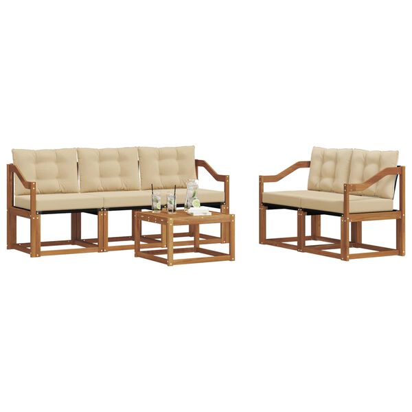 vidaXL Utomhussoffset med kudde 6 pcs Naturlig och Beige