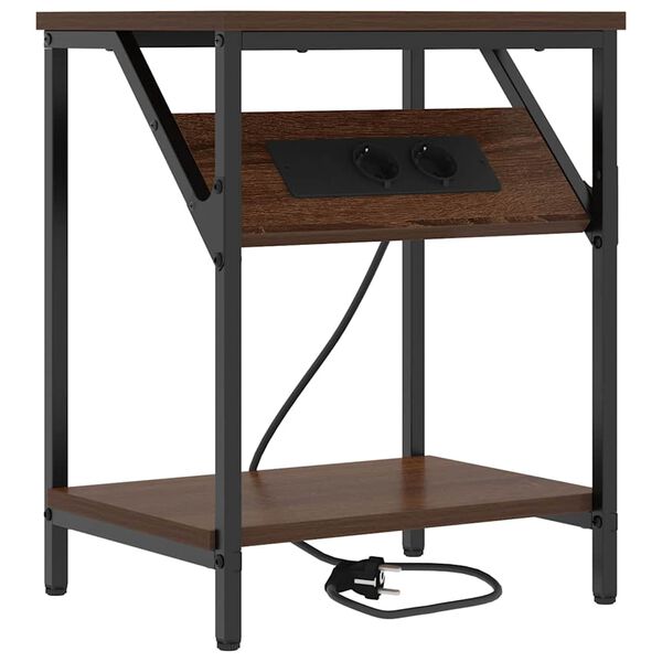 vidaXL Nattduksbord Brun Ek 38 x 30 x 48 cm Konstruerat tr&auml;