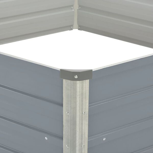 vidaXL Odlingslåda 129x129x46 cm galvaniserat stål grå