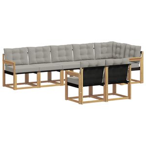 vidaXL Utomhussoffset med kudde 8 pcs Vit och ljusgr&aring;