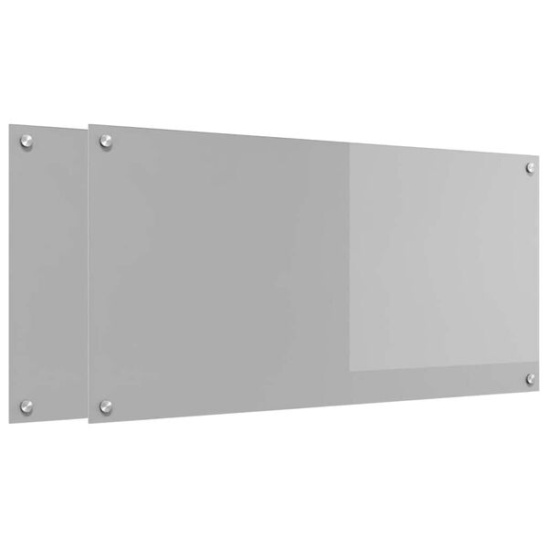 vidaXL K&ouml;kspl&aring;nbak 2 pcs Ljusgr&aring; 100 x 50 cm h&auml;rdat glas
