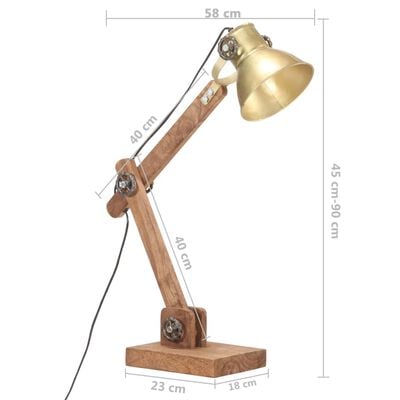 vidaXL Skrivbordslampa industriell mässing rund 58x18x90 cm E27